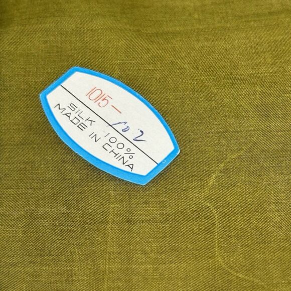 Vtg Chinese Silk Art Embroidered Square Green Frameable Panel Blue Bird Flowers - Picture 7 of 7